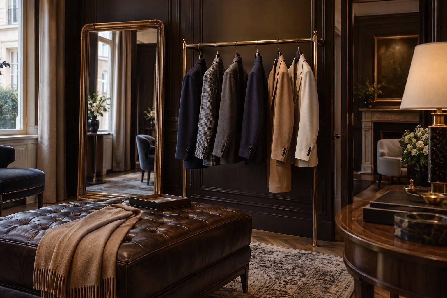 Blazers on a rail in a private dressing room